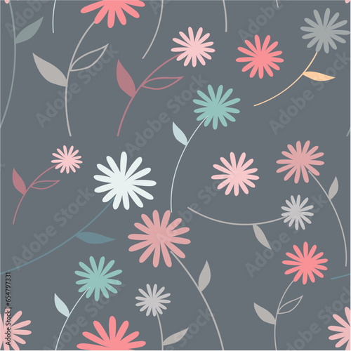 Blooming, abstract summer meadow. Floral background for fashion, wallpaper, print. There are many different colors on the field. Trendy floral design. Seamless background. Small flowers scattered 