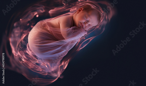 Fotografia Human fetus in the womb prior to birth, approx 12 - 16 weeks after conception
