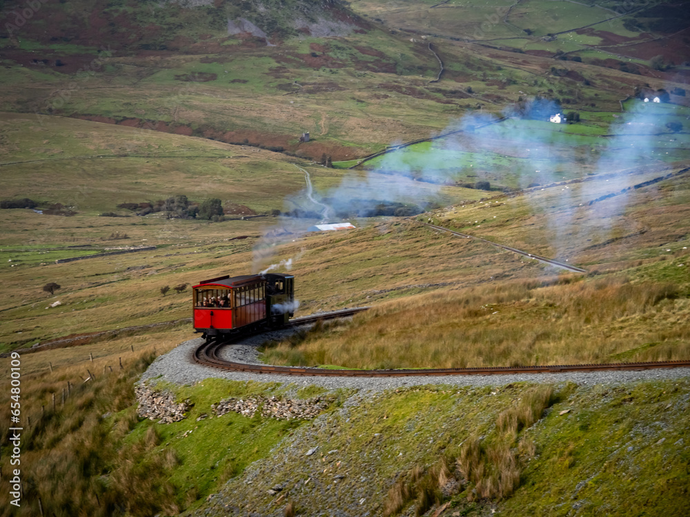 Fototapeta premium Views around Snowdon with trains running up to the summit