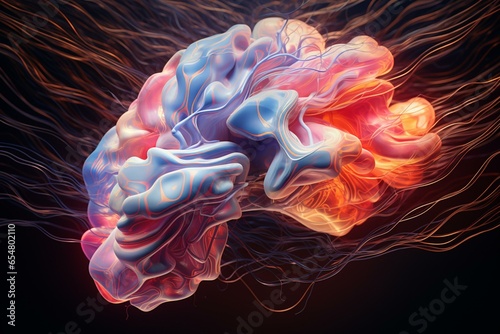 Abstract digital art portraying brains, intended to inspire artist creativity. Generative AI