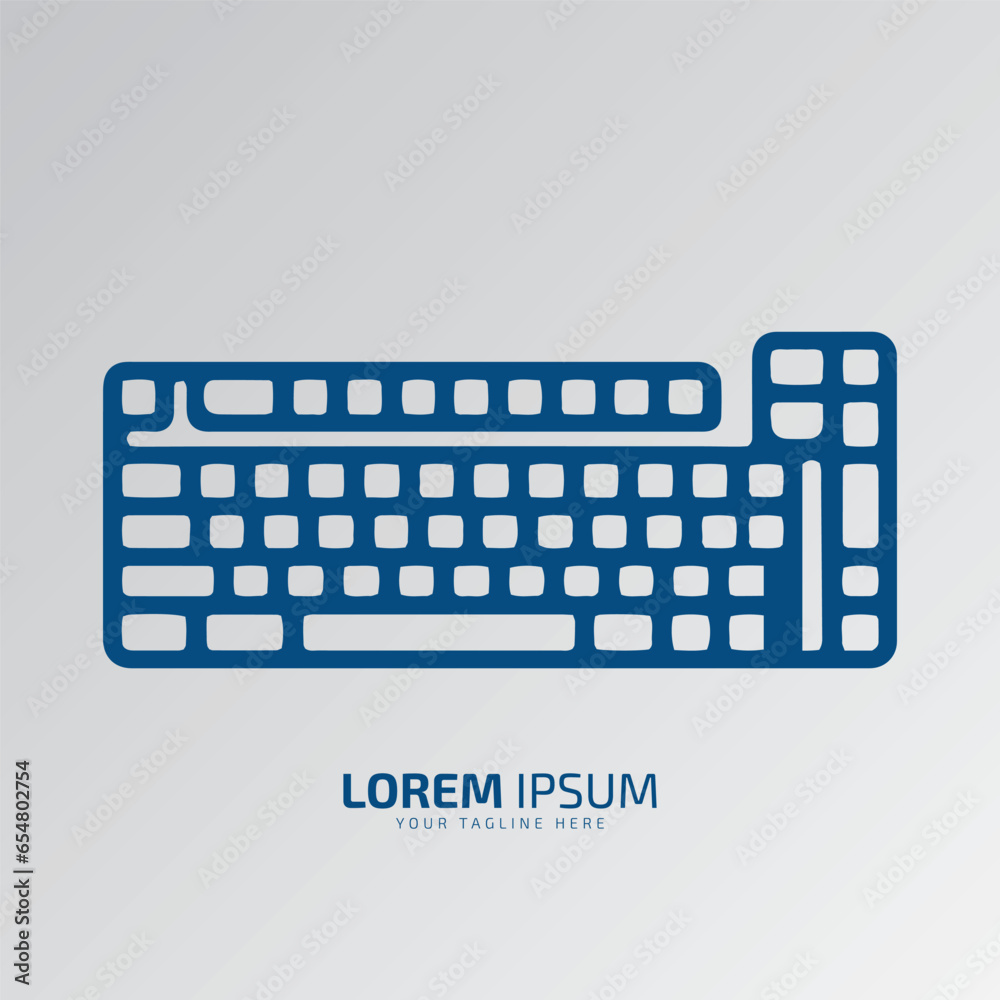 Minimal or abstract computer keyboard logo vector icon silhouette isolated on white background