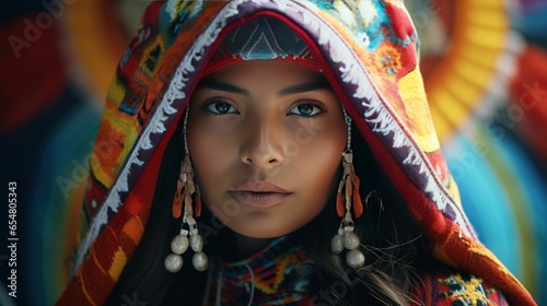 A Peruvian woman in Andean attire 