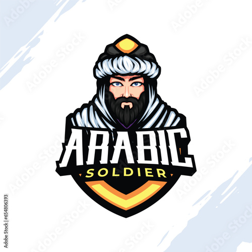 Classic Arabian Army Old Man Logo Mascot