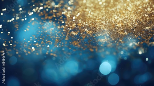blue and gold sparkles on a dark background