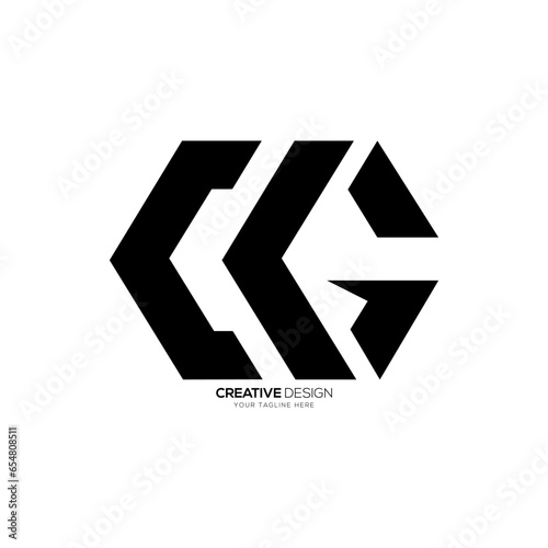 Modern letter Cg initial unique shapes alphabet typography monogram logo