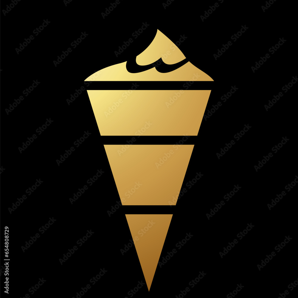 Gold Abstract Simplistic Ice Cream Cone Icon Gold Abstract Simplistic Ice Cream Cone Icon