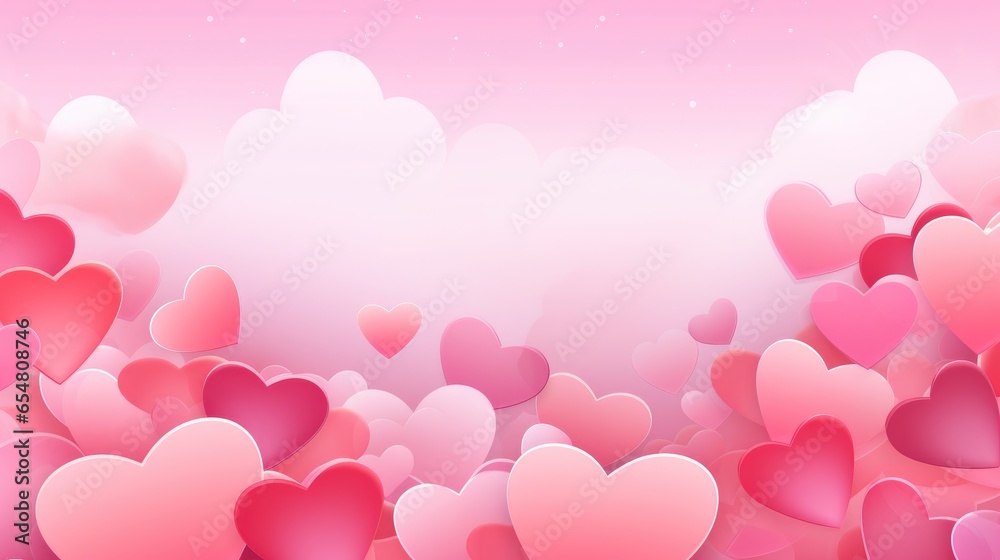 Pink background with hearts for Valentine's Day