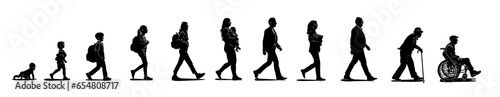 Vector of people waking in a line