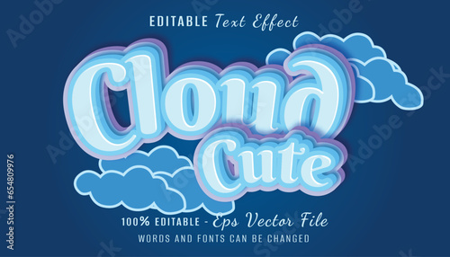 cloud cute 3d text effect design