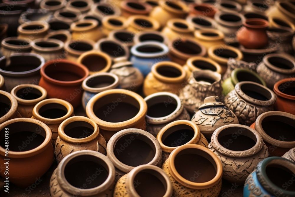 Handicraft market clay pots of all shapes and sizes underfoot