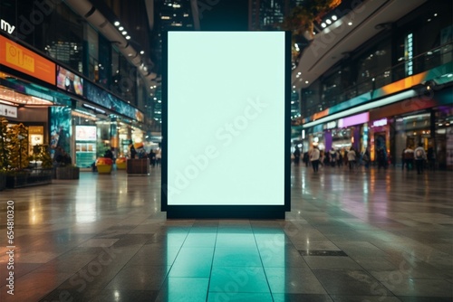 In the malls bustling environment, an empty billboard awaits your message