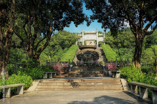 Foshan, Guangdong, China. Active monastery Baolin Temple, Shunde, Dalian - a Buddhist temple that inherits the legal tradition of Lingnan Buddhism. Main gate.  photo