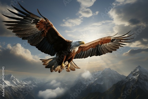 Transcendent flight eagle above clouds, a sublime transformation unfolds