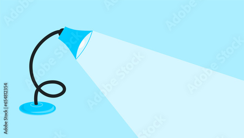 Creative blue color vector table or desk lamp light illustration design on background.
