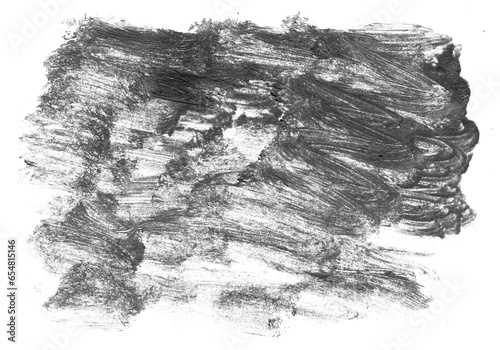 Black gouache paint texture. Gray grunge painting background with monochrome abstract brushstrokes.