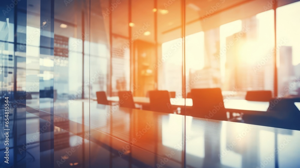 Inspiring blurred background of an ultra modern office interior with panoramic windows and strong lighting Inspiring blurred background of an ultra modern office interior with panoramic windows and strong lighting