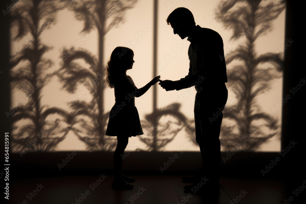 Love's Silhouette: Parents' Shadows Envelop Child Love's Silhouette: Parents' Shadows Envelop Child