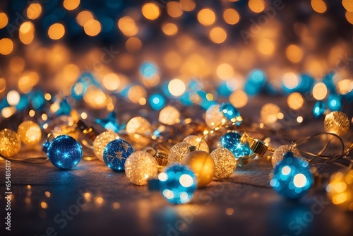 Christmas Lights. Stars on Abstract bokeh Defocused Background. New year, Christmas background with colorful stars and sparkling. Generative Ai.