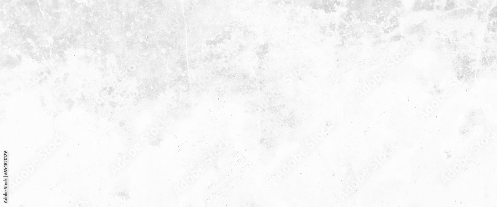 Grungy white concrete or cement wall as background, close up retro plain white color cement wall panoramic background texture.