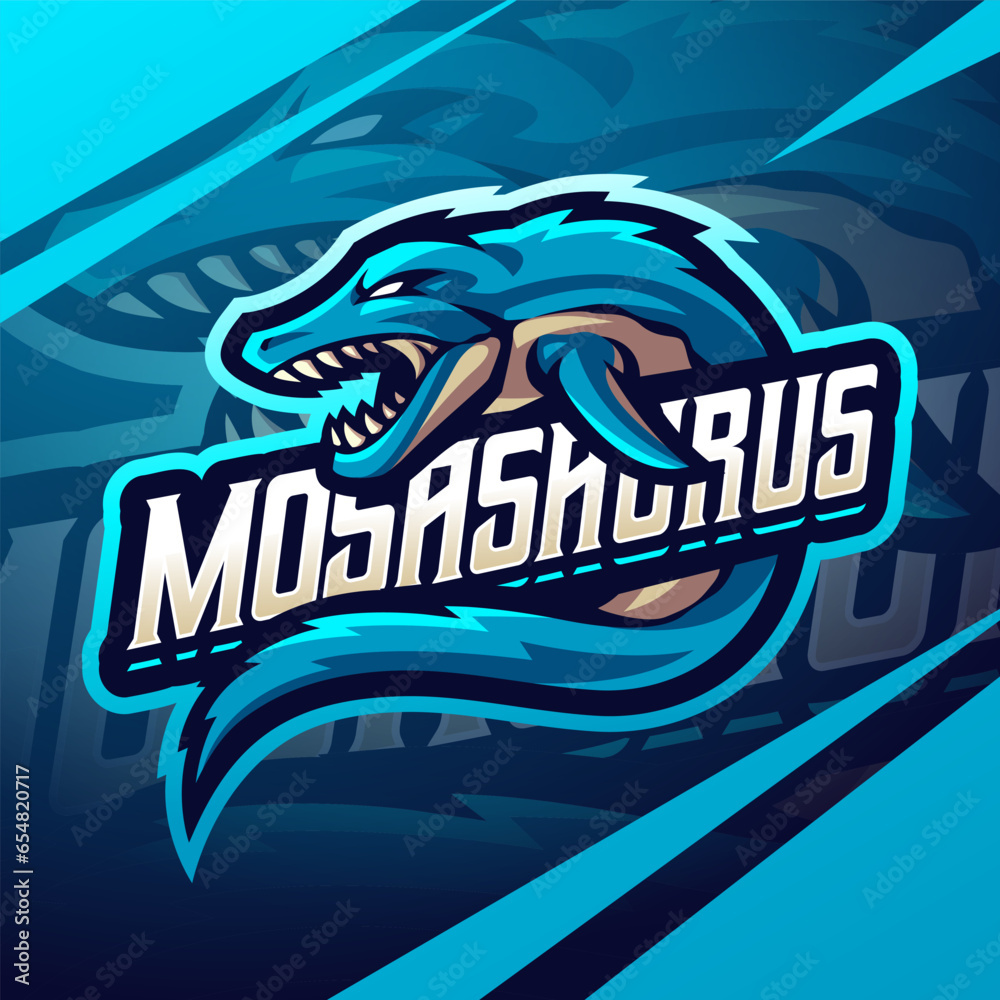 Naklejka premium Mosasaurus esport mascot logo design