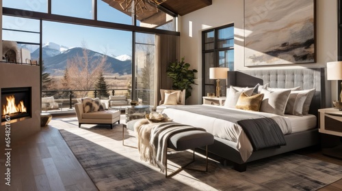 master bedroom in colorado mountain luxury home