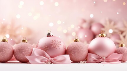 pink christmas baubles with golden ornaments
