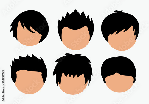 Boy  hair style set vector ilustration.