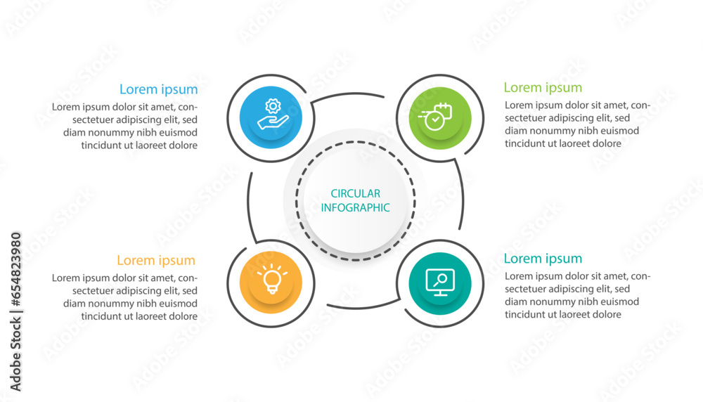 Infographic template vector element with 4 step circle concept 