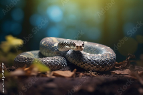 Realistic viper full body with nature background