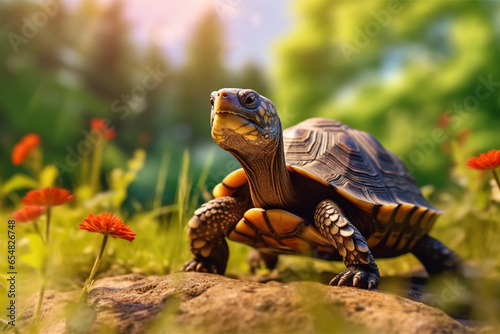 Turtle full body with nature background