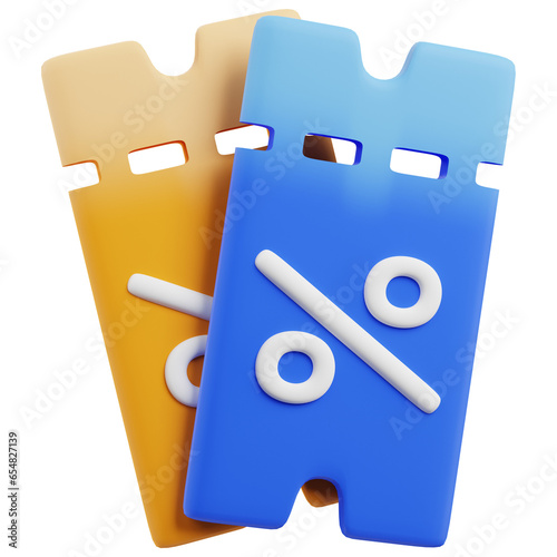 3D Double Coupon Vouchers Illustration