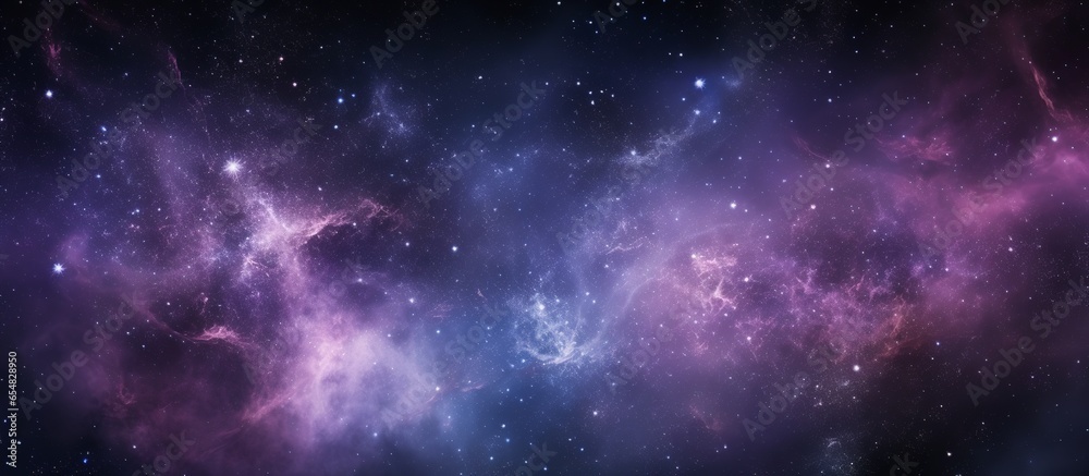 Panoramic view of outer space universe with nebula stars and galaxy