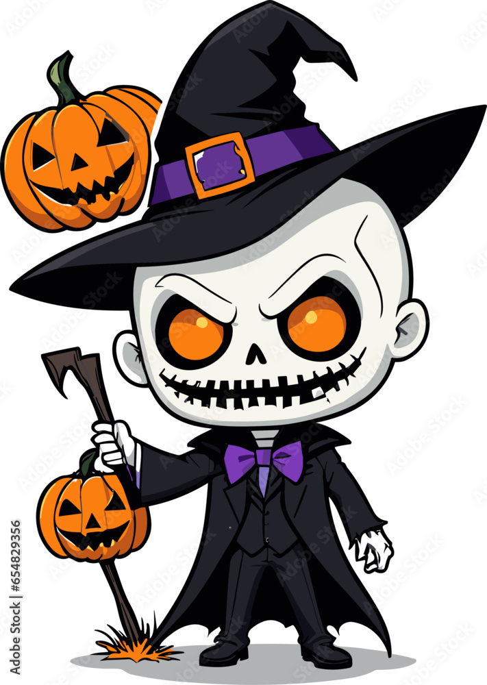 Halloween scary character skull pumpkin vector Halloween scary character skull pumpkin vector