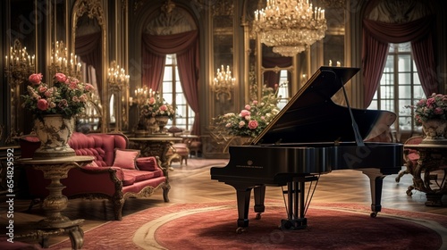 a grand piano and opulent decor, where music fills the air with elegance and grace