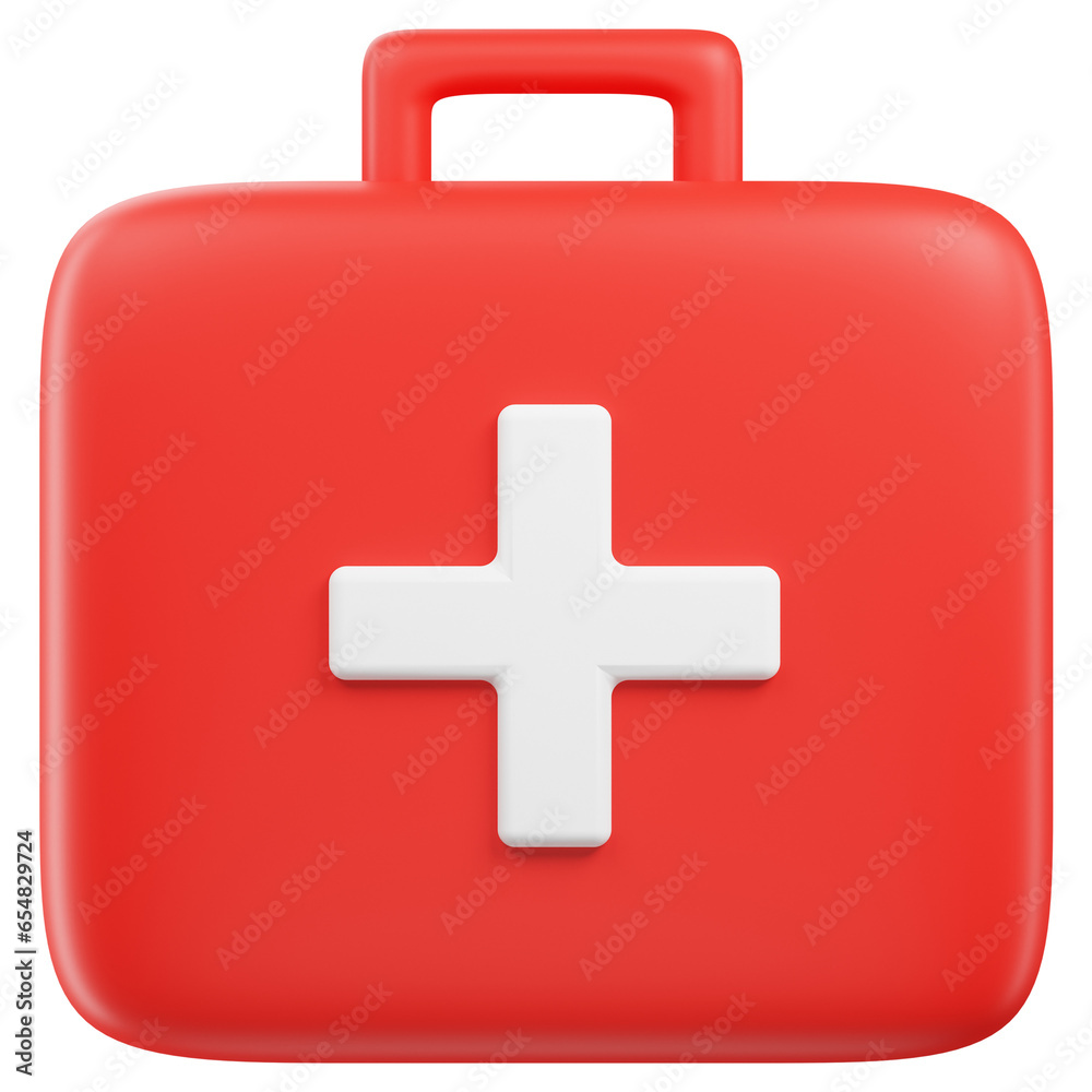 Fototapeta premium 3D Red Medical Bag Illustration