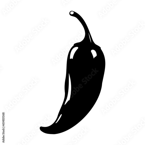 Chili Pepper hand drawn silhouette vector illustration.