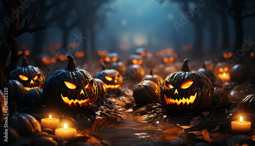 halloween pumpkin card. spooky halloween image perfect for halloween. pumpkins bats mice make this image spooky and awesome created by ai