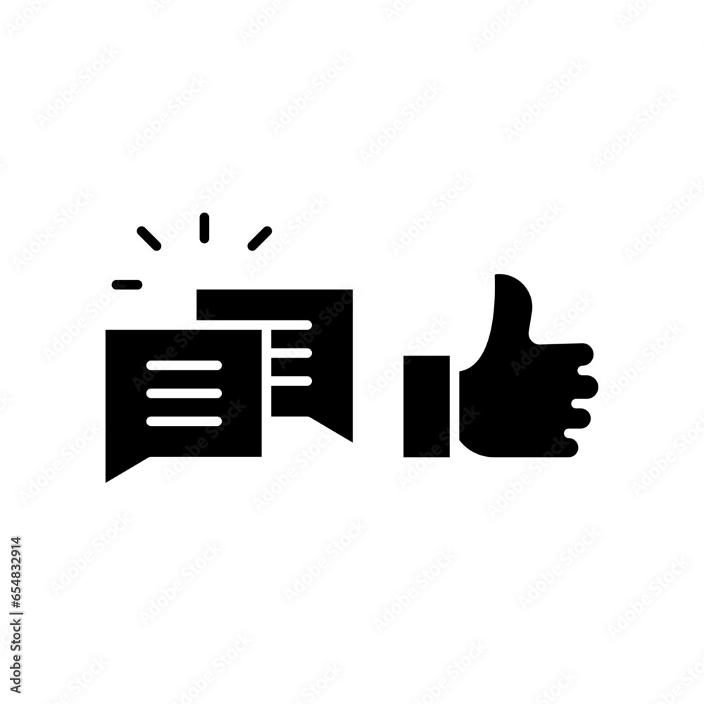 likes with comment icon solid symbol. thumb gesture for give like or positive feedback and bubble chat for write message in social media app. Vector illustration. Design likes with comment icon solid symbol. thumb gesture for give like or positive feedback and bubble chat for write message in social media app. Vector illustration. Design