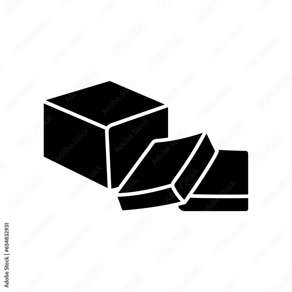 Butter icon solid symbol. Creamy Margarine Pack Bar and slices element in trendy style. Three slice of buttermilk in different shape. Vector Illustration. Design Butter icon solid symbol. Creamy Margarine Pack Bar and slices element in trendy style. Three slice of buttermilk in different shape. Vector Illustration. Design