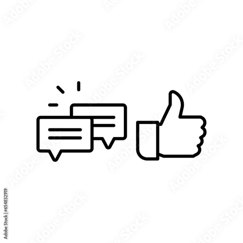 likes with comment icon solid symbol. Approve symbol in dialog forum community. social media equipment sign for give positive feedback and like. Vector illustration. Design