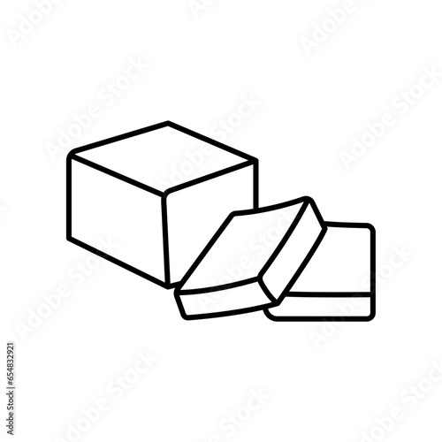 Creamy Butter icon line symbol. Margarine Pack Bar and slices element in trendy style. Three slice of buttermilk in different shape. Vector Illustration. Design