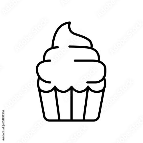 Cupcake icon line. simple birthday cake. tasty muffin cream cake. sweet snack, dessert and pastry symbol. Confectionery creamy bake. Vector illustration. Design