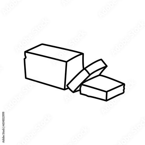 Creamy Butter icon line symbol. Margarine Pack Bar and slices element in trendy style. Yummy dairy milk fresh product. Vector Illustration. Design
