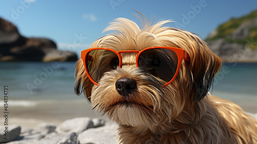 yorkshire terrier on the beach HD 8K wallpaper Stock Photographic Image © AA