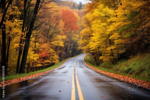 autumn road scene.dramatic and moody rural highway views across beautiful.