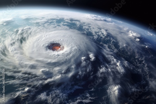 Typhoon Hagibis Approaching Tokyo: A Satellite Image Showing the Dangerous Cyclone over the Pacific Ocean photo