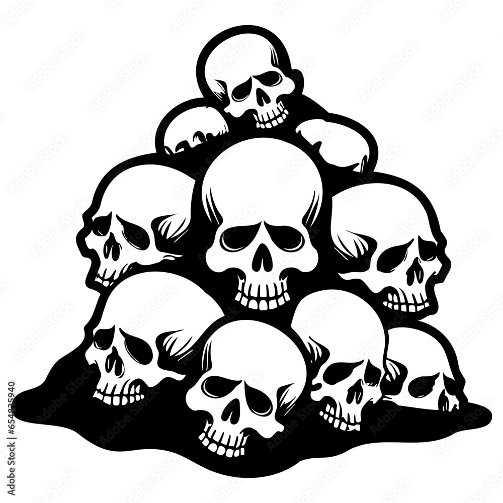 pile of skulls, A pile of skulls human skulls with many shaped ,hand