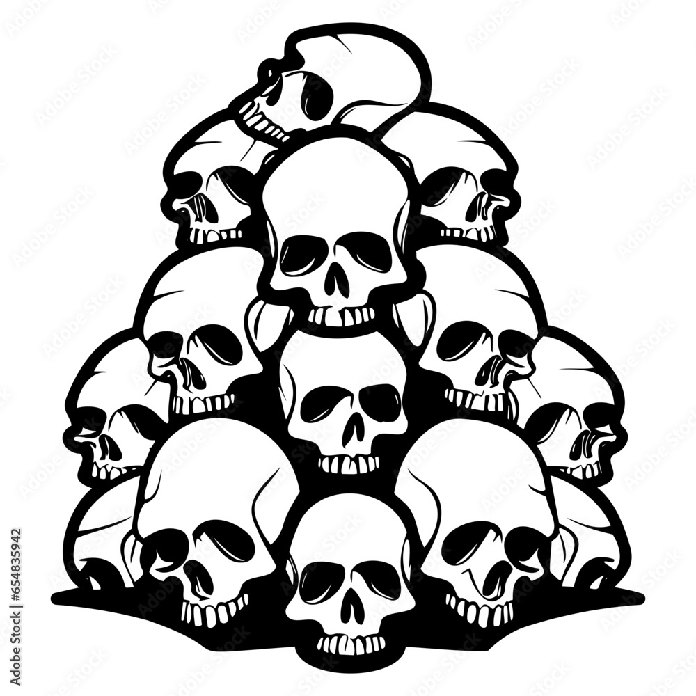 pile of skulls, A pile of skulls human skulls with many shaped ,hand drawing vectors art lines, pile of skulls, A pile of skulls human skulls with many shaped ,hand drawing vectors art lines,