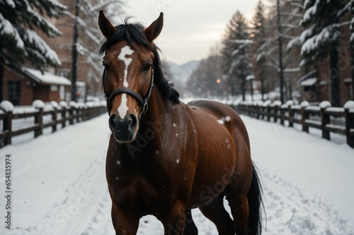 Beautiful horse in snow