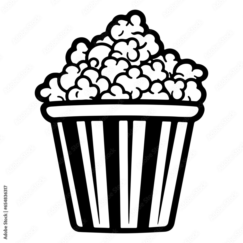 Doodle Popcorn, Hand drawn cartoon illustration of food in cinema. American symbol of snack in doodle style.
Doodle Popcorn, Hand drawn cartoon illustration of food in cinema. American symbol of snack in doodle style.